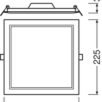Ledvance Downlight LED Slim Carré 210 Encastré 18W 6500K 1530 lumens IP20 Blanc Luminaire de Plafond Intérieur