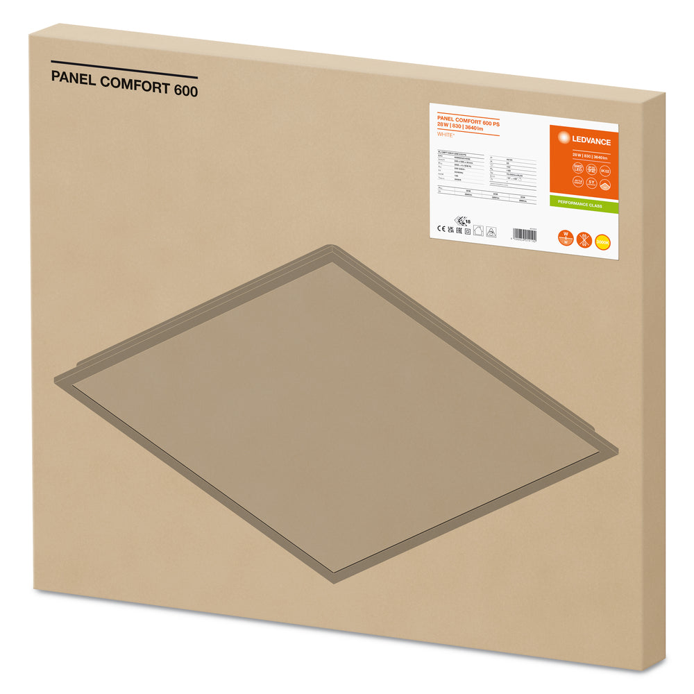 Ledvance LED Panel Comfort 28W 4000K Aluminium White, slim ceiling lighting for offices and homes