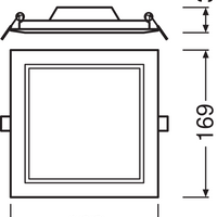 Downlight LED carré slim Ledvance 12W 6500K 1020 lumens encastré Blanc IP20 169x169mm