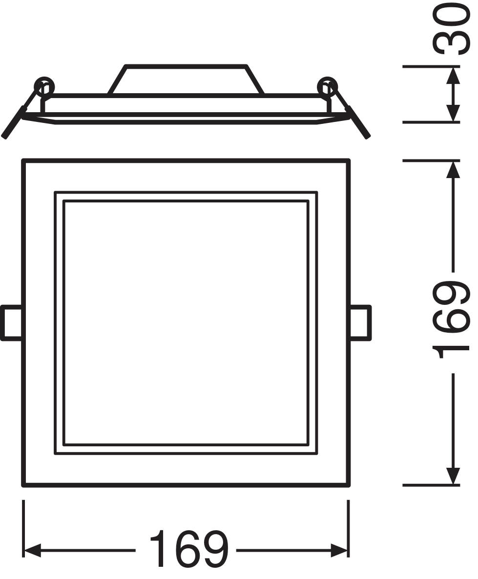Downlight LED carré slim Ledvance 12W 6500K 1020 lumens encastré Blanc IP20 169x169mm