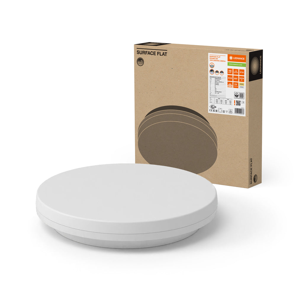 Ledvance LED surface flat round ceiling wall light 19W 2660 lumens 3000K 4000K IP54 IK08 White