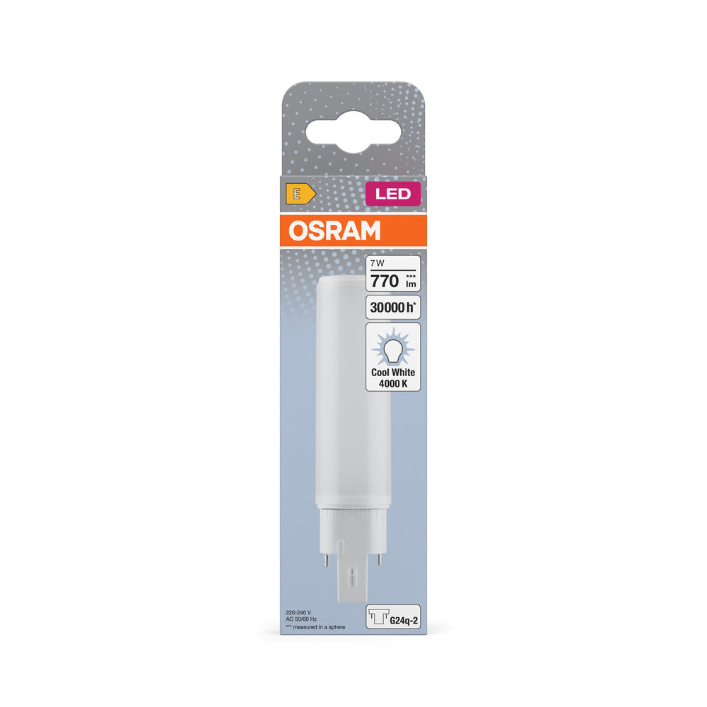 Ledvance OSRAM DULUX LED G24Q-2 7W 4000K blanc froid lampe de rénovation, 770 lumens, IP20, 220-240V, base rotative