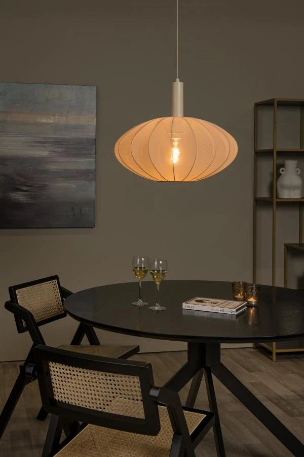 Lucide CORINA suspension LED Ø50cm, E27, dimmable, 40W, 230V, hauteur réglable, design moderne crème