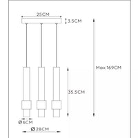 Suspension LED Lucide margary 3x4W 2700K café 28cm dimmable