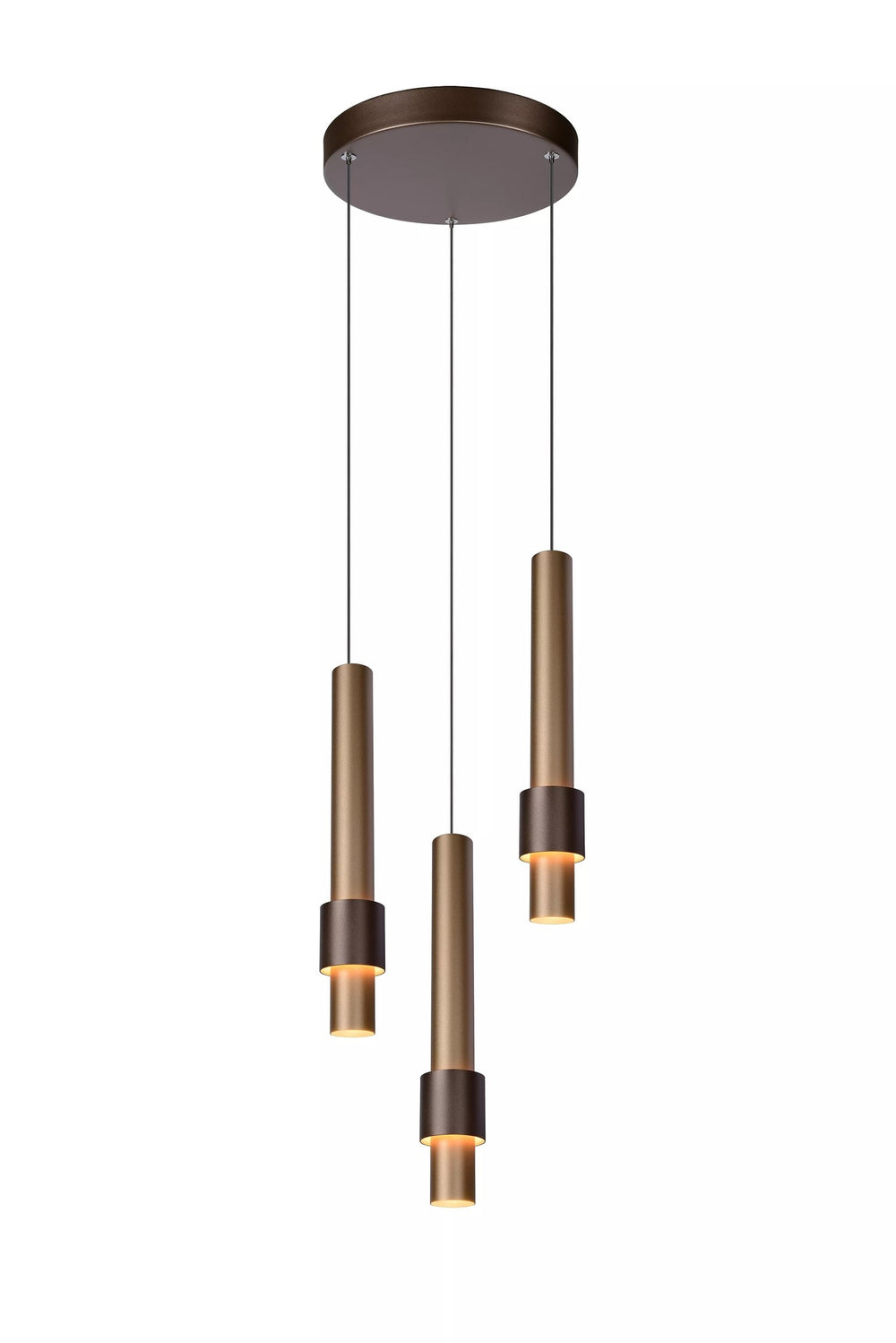 Suspension LED Lucide margary 3x4W 2700K café 28cm dimmable