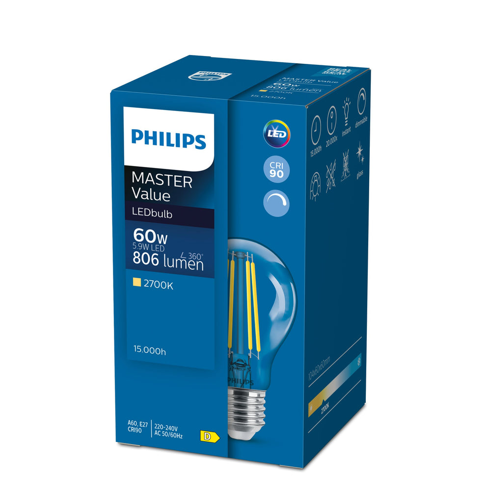 Philips MASTER Value Ampoule LED 11.2W E27 2700K 1521 lumens A60 Blanc Chaud Gradable Finition Mate