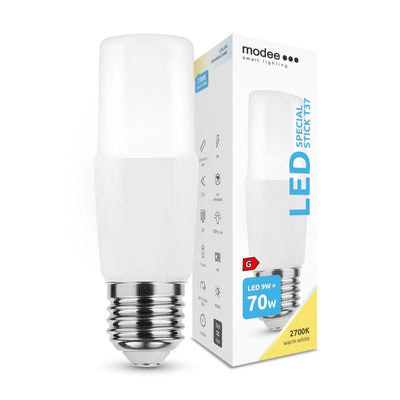 Ampoule Modee LED Stick T37 E27 9W 2700K 700 lumens faisceau 200° IP20 non dimmable blanc chaud