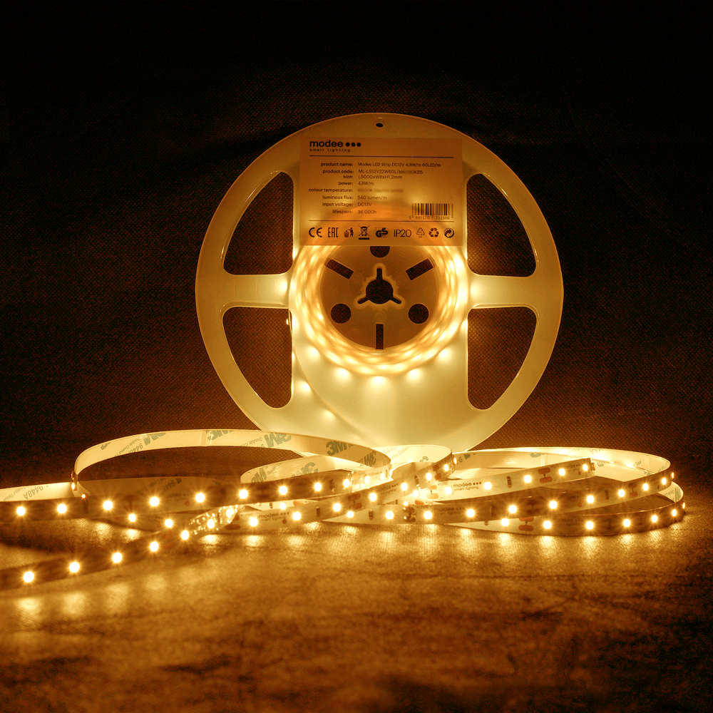 Modee LED strip silicone 12V 4.8W/m 60LED/m 2700K 540 lumens/m CRI 90 IP65 8mm 5m roll