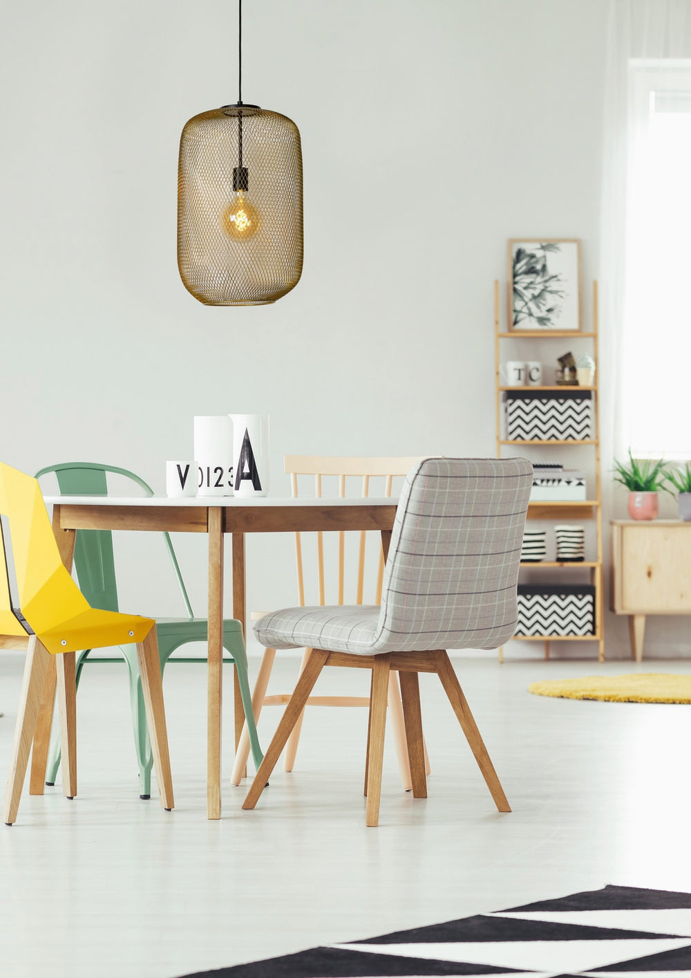 Lucide MESH hanging lamp Ø35cm, E27 socket, matt gold metal, adjustable height, vintage cylinder design