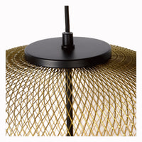 Lucide MESH hanging lamp Ø35cm, E27 socket, matt gold metal, adjustable height, vintage cylinder design