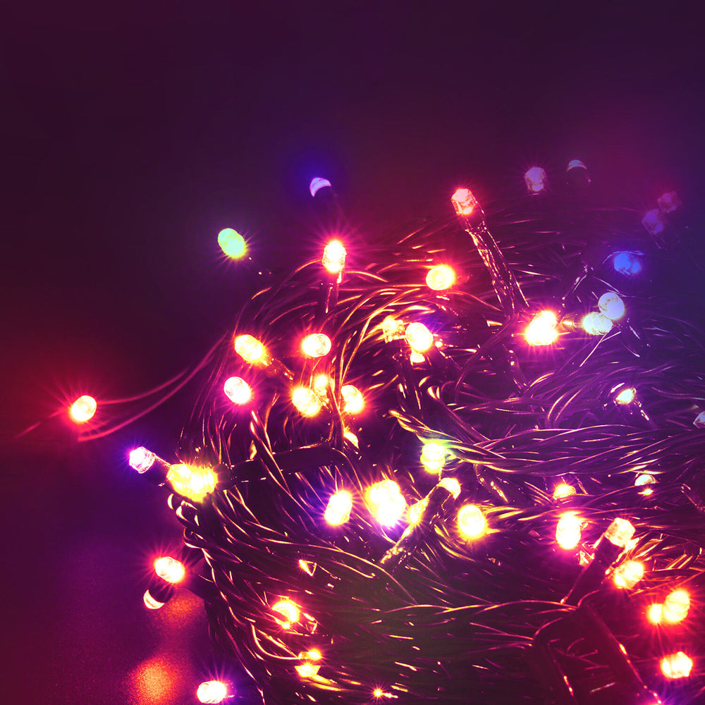 Modee LED Christmas string light 10m 100 LEDs multicolor with adapter IP44 green wire 8 modes