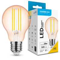 Modee LED Filament Ambre Globe A60 4W E27 1800K 360 lumens 320° Ampoule en Verre IP20