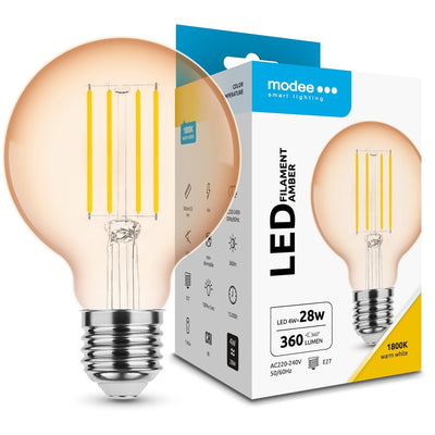 Modee LED Filament Globe Ambre G80 4W E27 1800K 360 lumens 320° Ampoule en Verre Non-Dimmable