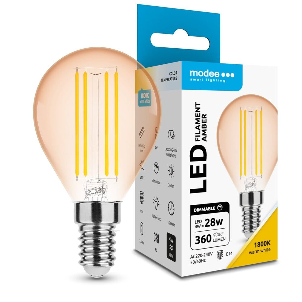 Ampoule dimmable Modee LED Filament Globe Ambre Mini G45 4W E14 1800K 300 lumens 320°