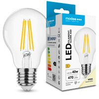 Modee LED Filament Globe A60 4W E27 4000K 470 lumens 360° Glass Bulb IP20 CRI 80