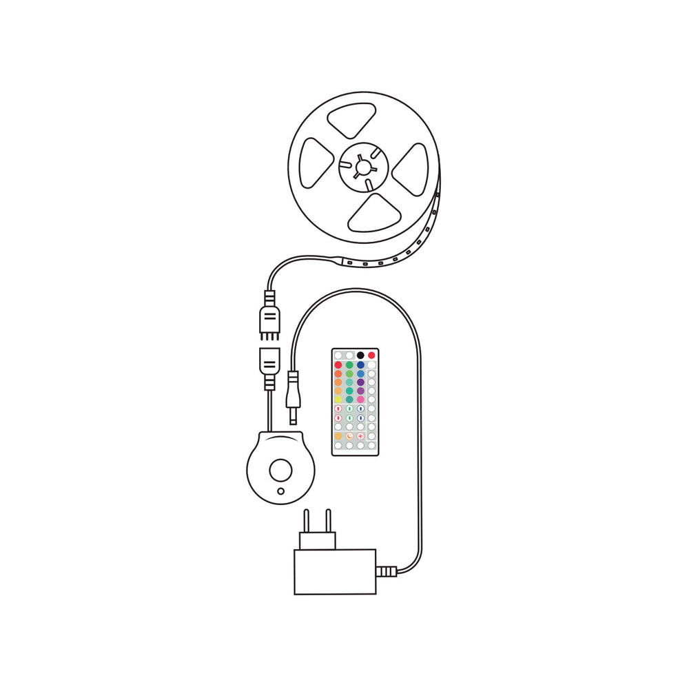 Modee Bande LED Intelligente 12W 3M IP20 avec Télécommande, Capteur, RGB + 2700K 480 lumens pour éclairage flexible