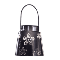 Modee LED Solar Lantern LT008, 2800-3200K Warm White, IP44 Outdoor Metal Round Black, Rechargeable Battery