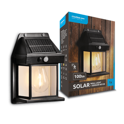 Modee LED Solar Wall Light WS128 with sensor, 100 lumens, 2800-3200K, IP44, 6-8h runtime