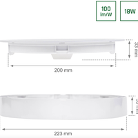 Plafonnier LED Spectrum rond 18W 3000K 1800 lumens IP20 Blanc montage en saillie ou encastré