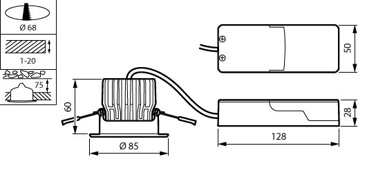 Philips CoreLine Spot encastré gen2 LED 12W 1300 lumens 3000K IP20/IP65 Gradable par découpe de phase Aluminium
