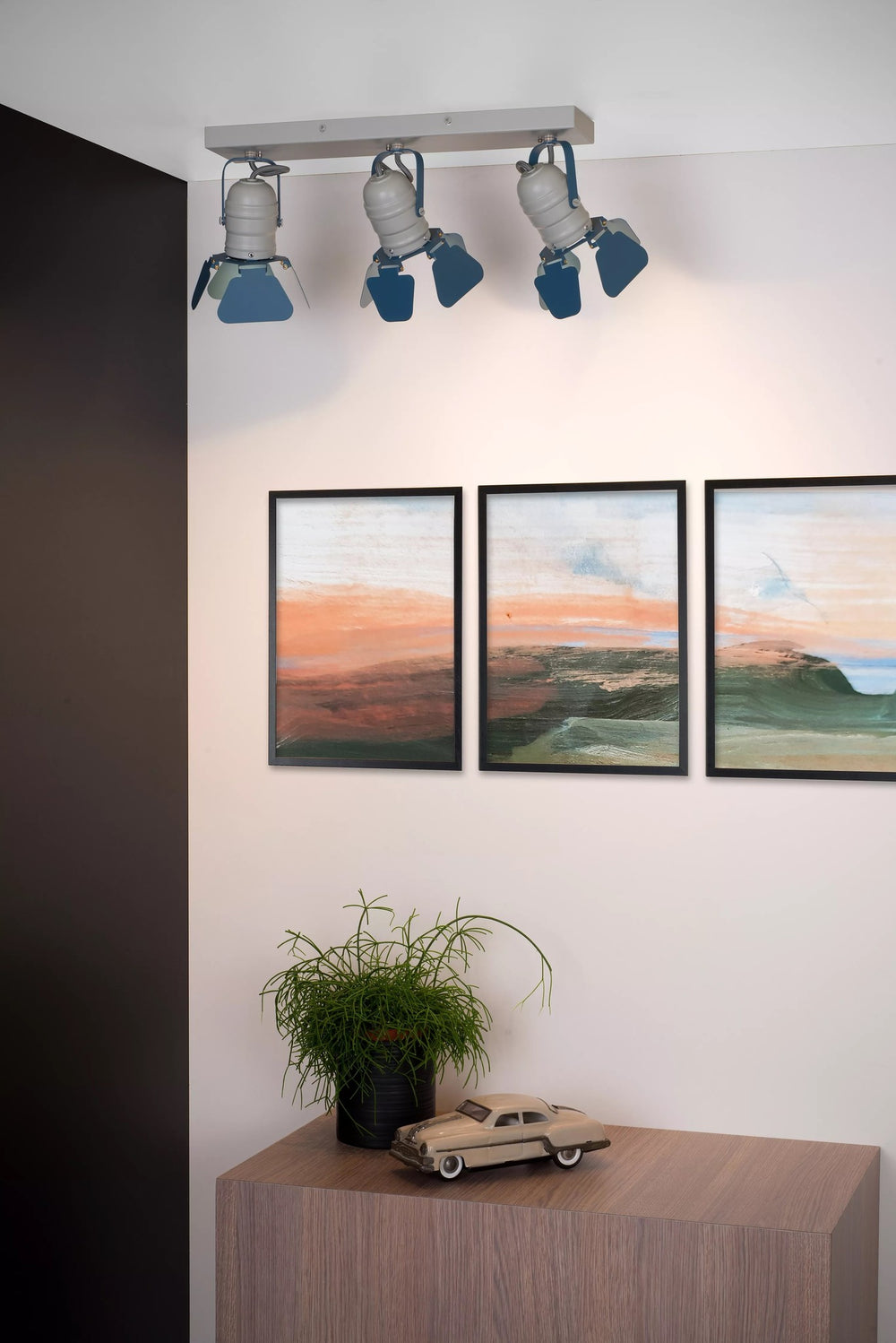 Spot plafond Lucide PICTO pour chambre d’enfant, 3xGU10, 35W max, Métal, Bleu Gris, IP20, design moderne