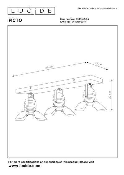 Lucide picto 3xGU10 plafonnier LED bleu pour chambre d'enfant
