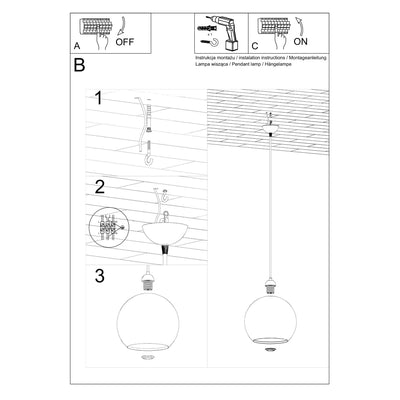 Sollux Lighting blue Ball pendant LED lamp 50W, IP20, 220-240V AC, 4000K, CRI 80, aluminum