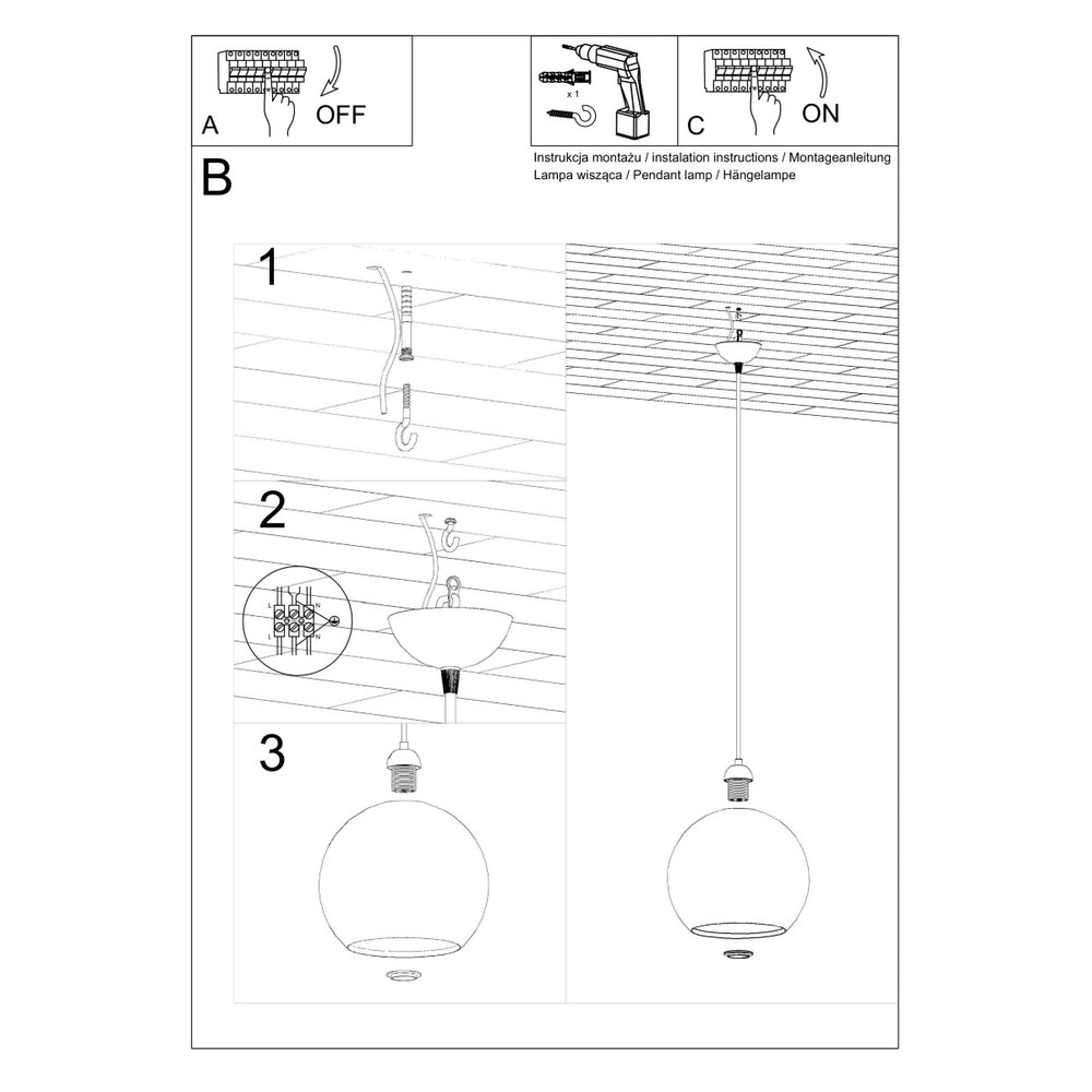 Sollux Lighting hanglamp BALL champagne LED fixture with aluminum steel, up to 50W