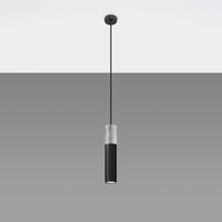 Led pendant lamp black concrete borgio with E27 socket by Sollux Lighting