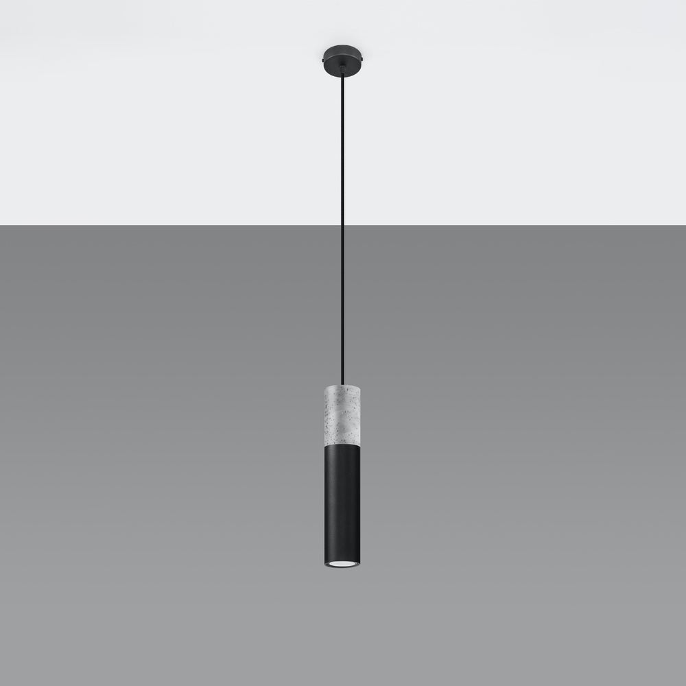 Led pendant lamp black concrete borgio with E27 socket by Sollux Lighting