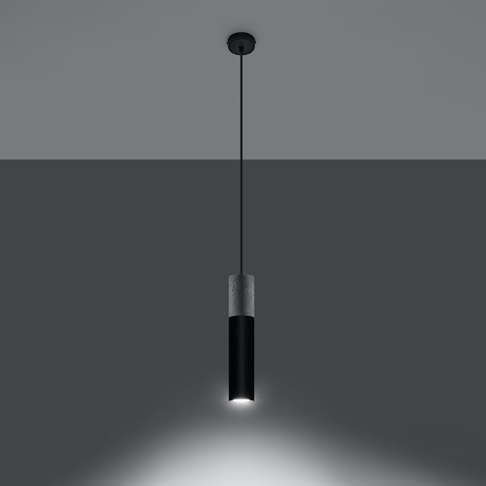 Led pendant lamp black concrete borgio with E27 socket by Sollux Lighting