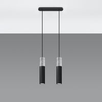 Led hanglamp zwart beton borgio with 2 gu10 fitting by sollux lighting
