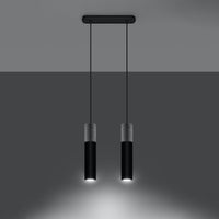 Led hanglamp zwart beton borgio with 2 gu10 fitting by sollux lighting