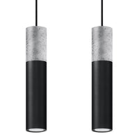 Led hanglamp zwart beton borgio with 2 gu10 fitting by sollux lighting