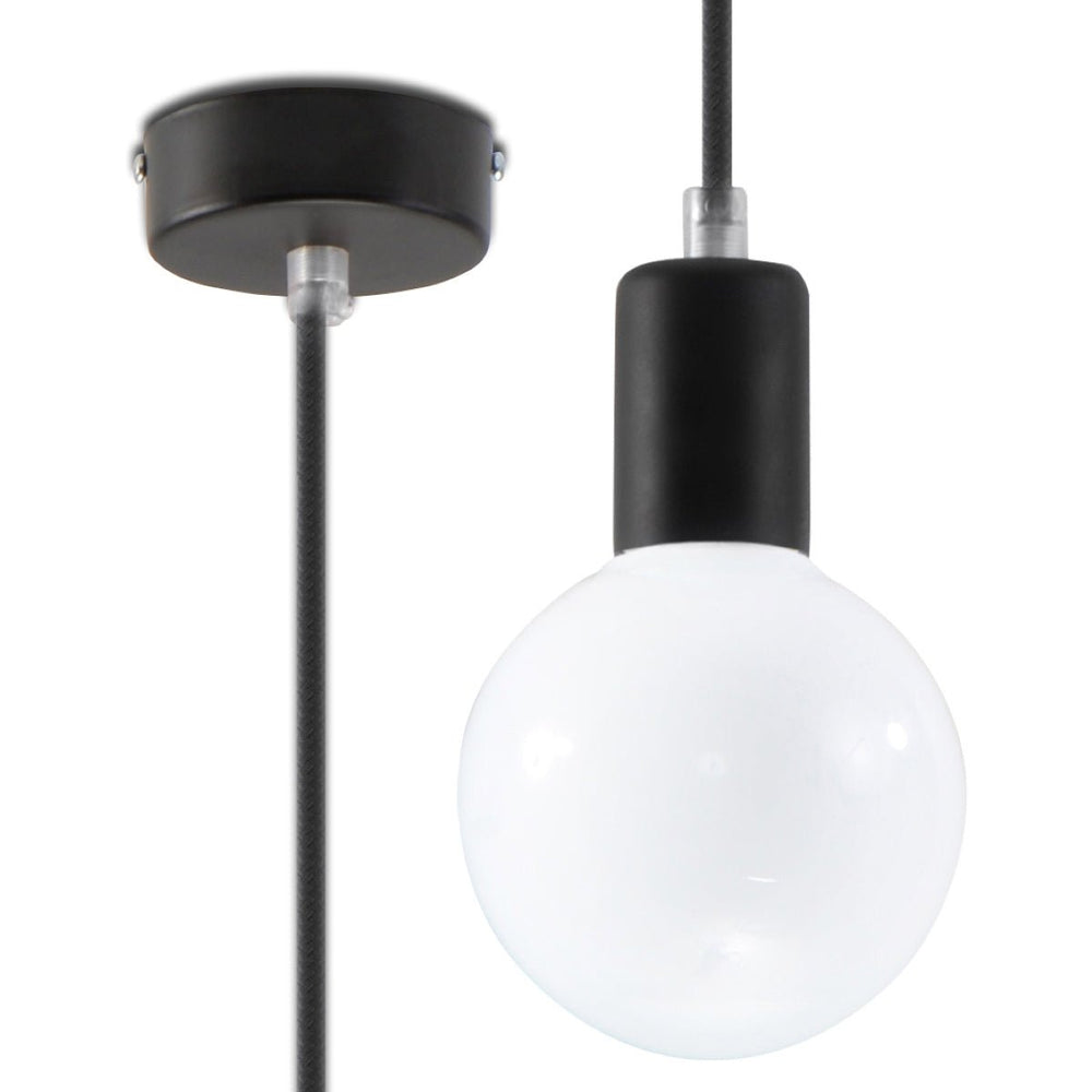 Sollux Lighting hanglamp EDISON zwart LED lamp 50W 220-240V AC CRI 80-89