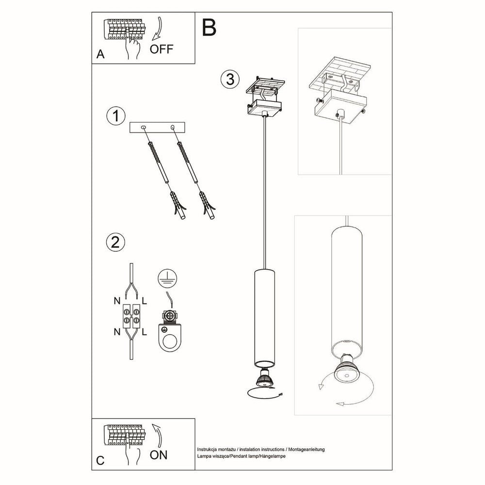 Sollux Lighting Lagos LED pendant lamp with GU10 fitting and E27 compatibility