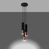 Led hanglamp zwart koper loopez 3 x gu10 fitting - sollux lighting