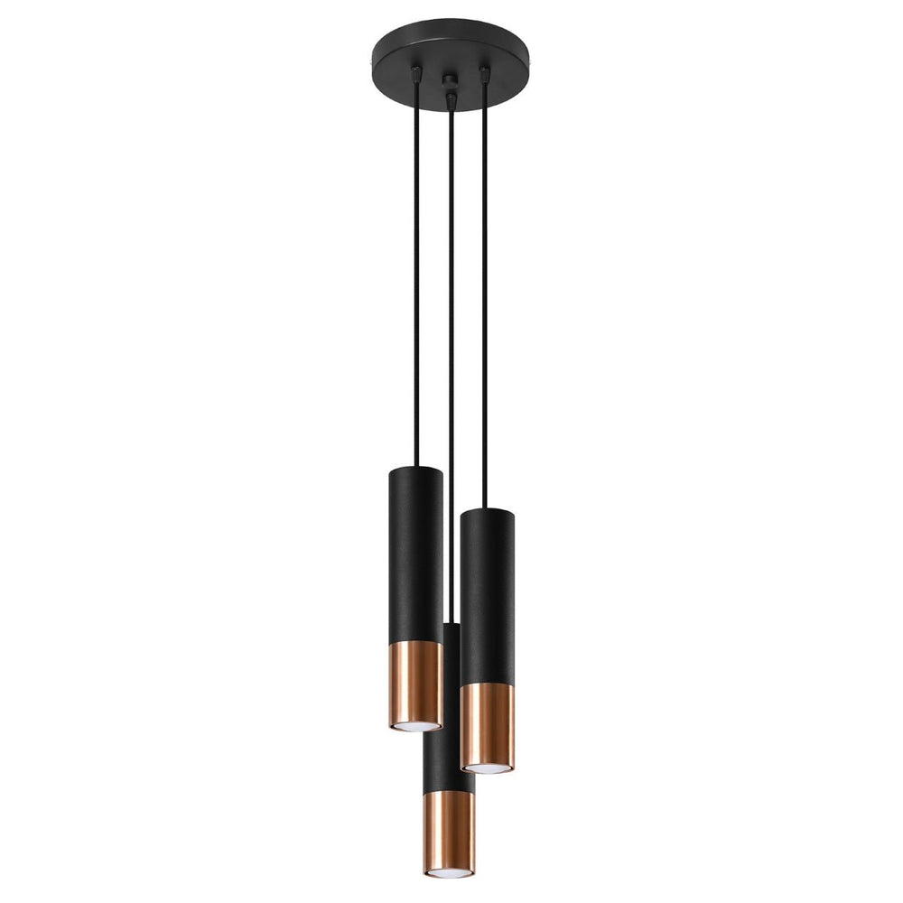 Led hanglamp zwart koper loopez 3 x gu10 fitting - sollux lighting