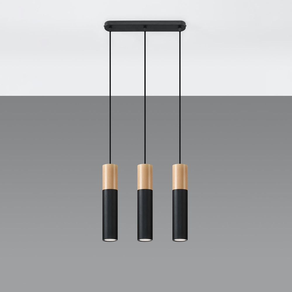 Sollux Lighting pablo 3 pendant lamp black 3 bulbs 900mm height LED compatible