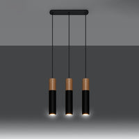 Sollux Lighting pablo 3 pendant lamp black 3 bulbs 900mm height LED compatible