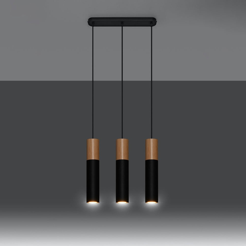 Sollux Lighting pablo 3 pendant lamp black 3 bulbs 900mm height LED compatible