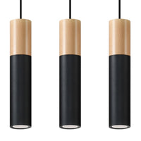 Sollux Lighting pablo 3 pendant lamp black 3 bulbs 900mm height LED compatible