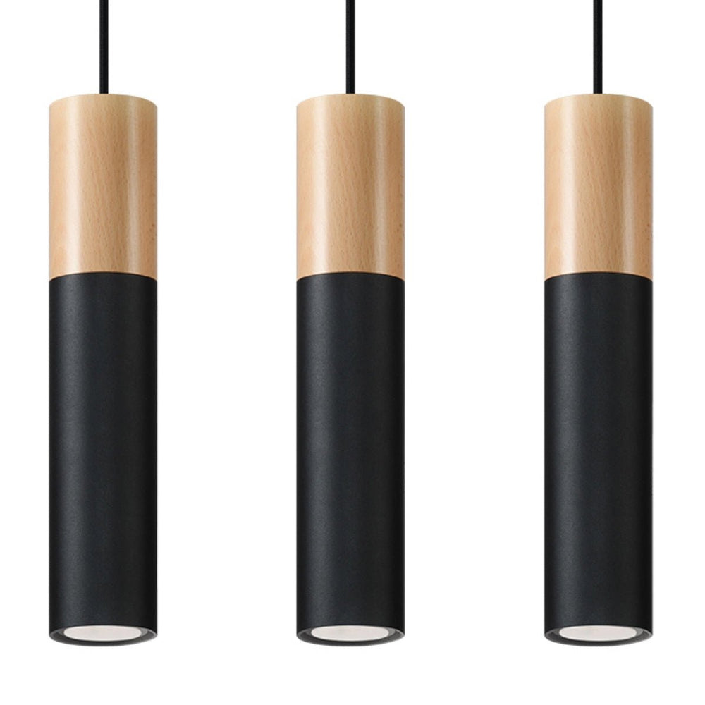 Sollux Lighting pablo 3 pendant lamp black 3 bulbs 900mm height LED compatible