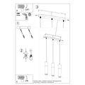 Sollux Lighting pablo 3 pendant lamp black 3 bulbs 900mm height LED compatible