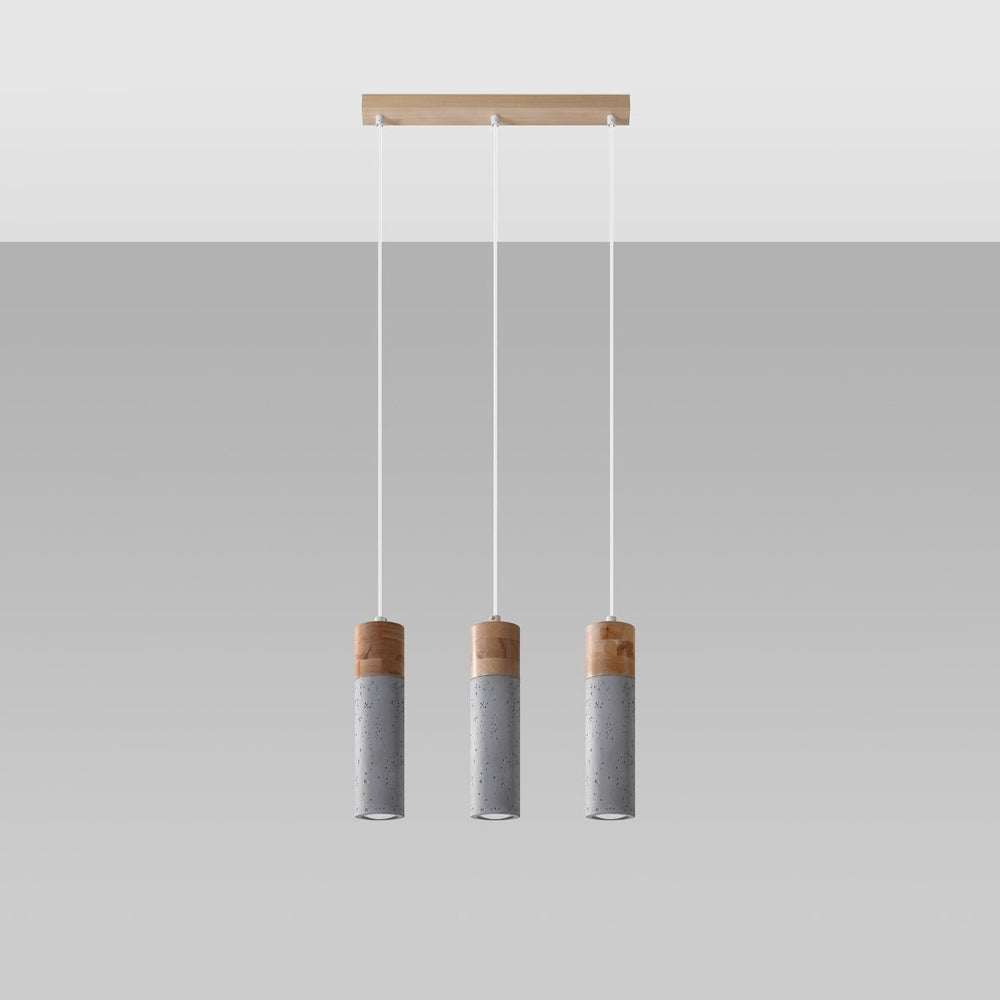 Led pendant light beton wood zane with gu10 fitting by sollux lighting