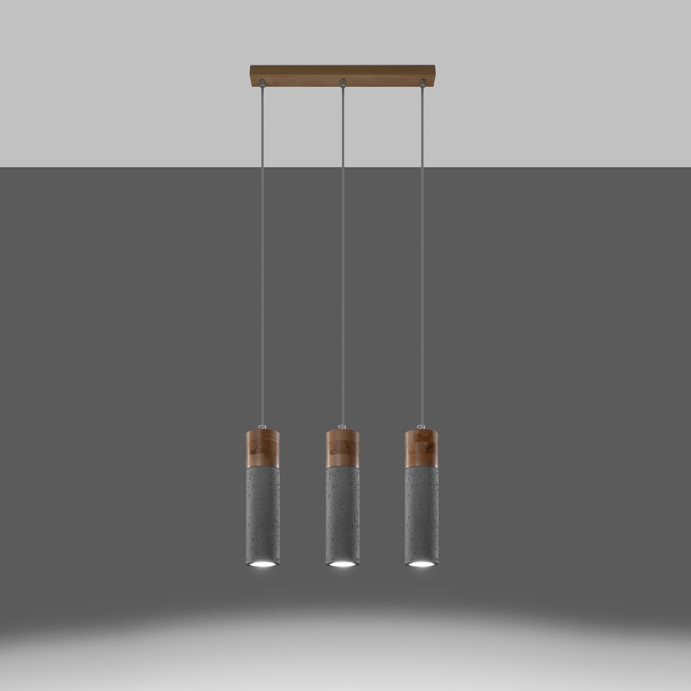 Led pendant light beton wood zane with gu10 fitting by sollux lighting