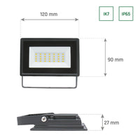 Spectrum LED floodlight 20W 230V 4000K 2000 lumens IP65 IK07 Black outdoor lighting