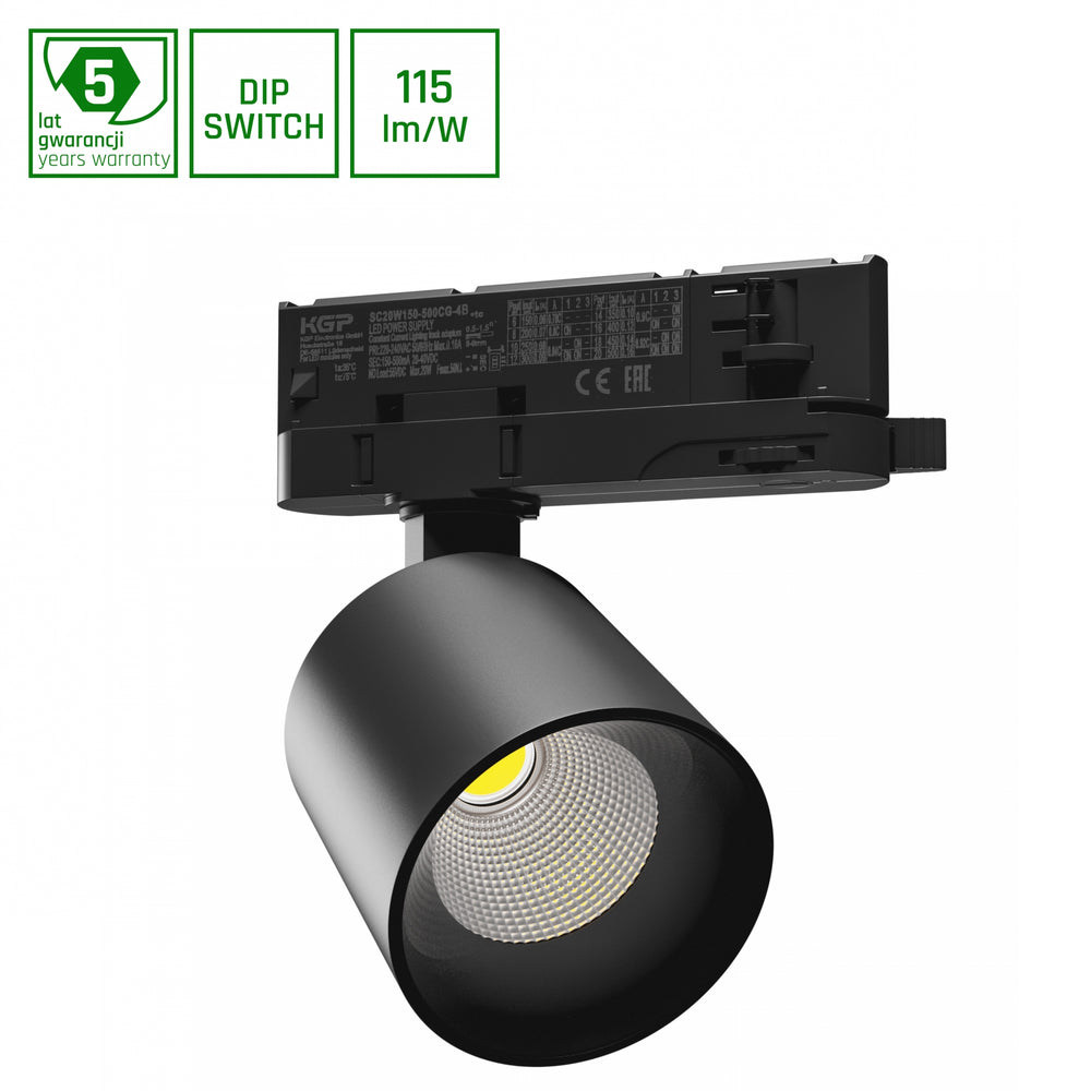 Spectrum Artemida mini RA&gt;90 noir LED-spot 20W, 230V, 3000K, 1700 lumens, IP20, éclairage intérieur, angle de 36/60 degrés