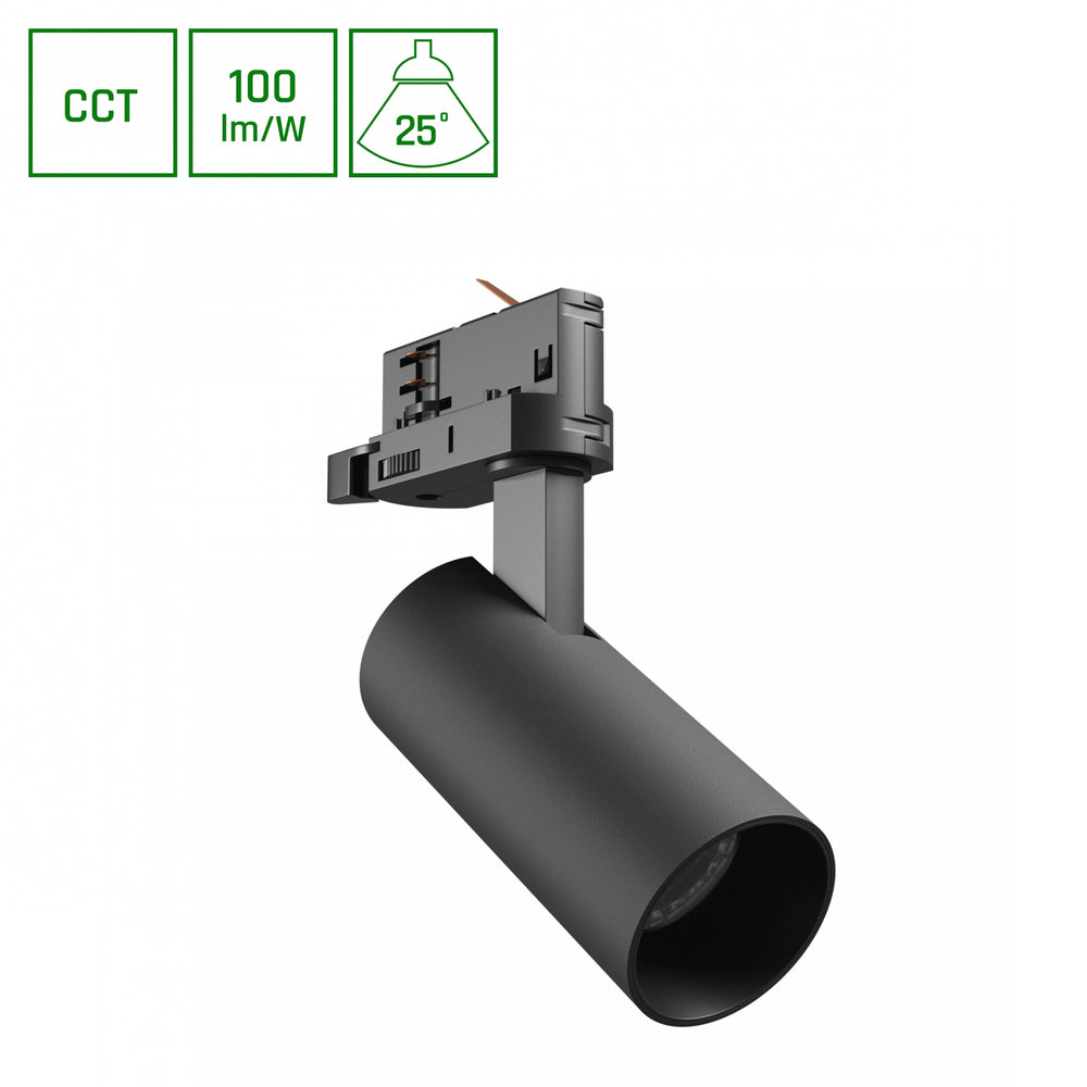 Spot à rail Spectrum Andromeda Prime 8W 6000K 800 lumens 25° noir IP20 éclairage CCT