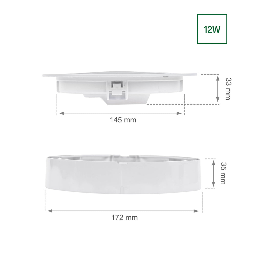 Spot encastré 2 en 1 Spectrum Algine 12W 150 lumen blanc chaud 3000K IP20 rond pour montage au plafond et au mur